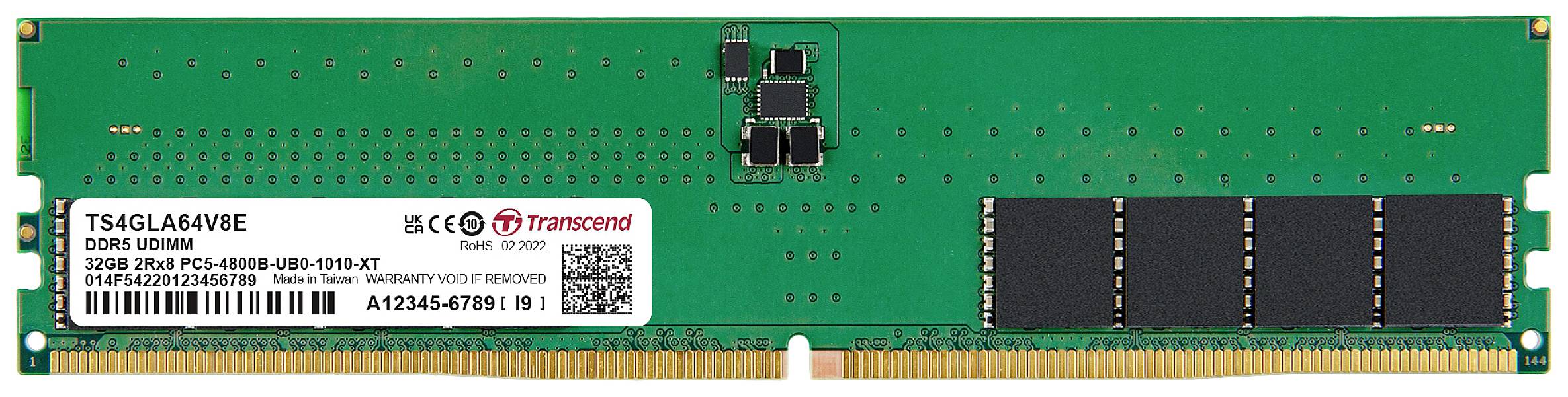 Transcend TS4GLA64V8E PC RAM card Industrial DDR5 32 GB 1 x 32 GB 4800 MHz 288-pin DIMM CL40 TS4GLA64V8E