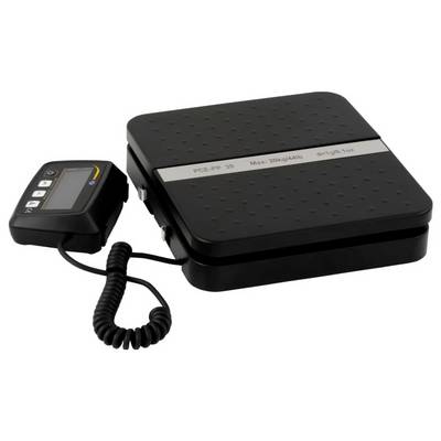 Black medical device with a control unit connected by coiled cable to a larger perforated pad, used for monitoring or therapy.