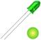 Green LED diode and illuminated point. Electronic component for indication or illumination.