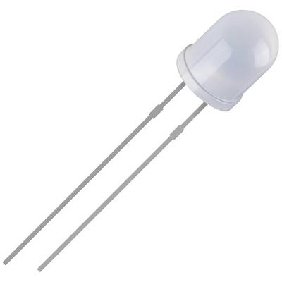 A white light-emitting diode (LED) with two metal contacts, isolated on a white background, suitable for electronic circuits.