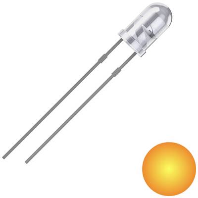 'Illustration of an Orange LED', representation of an electrical component with two long leads and orange light representation.