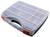 Organiser box with a grey handle and transparent lid, showing multiple compartments for storing small items or tools.