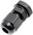 A black cable gland head with a ribbed surface and thread, used for securing and protecting cables in electrical equipment.