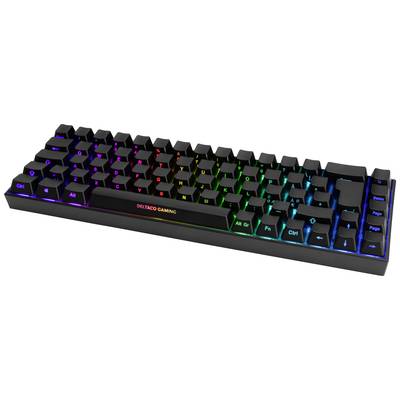 DELTACO GAMING DK440R Wireless, Bluetooth®, Corded Gaming keyboard German, QWERTZ Black Backlit, Switch: red 