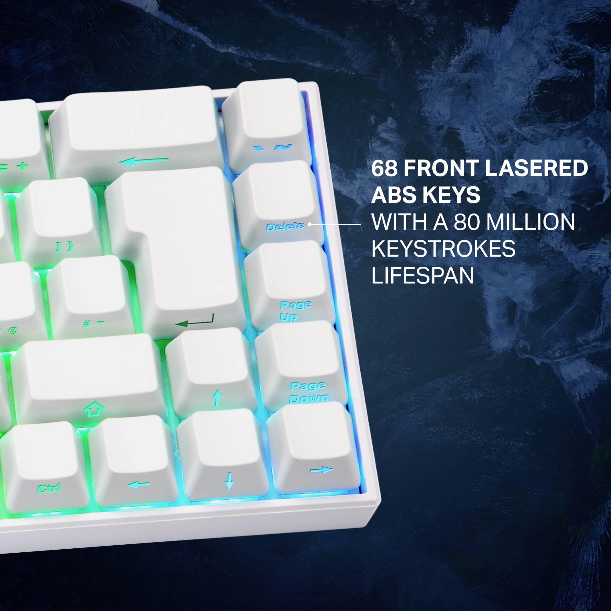 DELTACO GAMING WK95R Wireless, Bluetooth®, Corded Gaming keyboard German, QWERTZ White Backlit, Switch: red-7