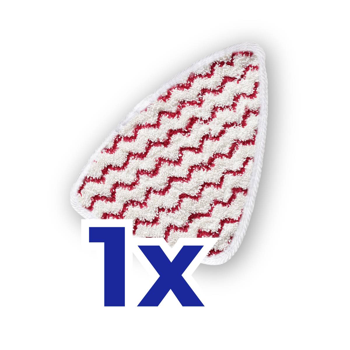 A red and white steam mop pad with a blue '1x' text, indicating the number of pads included.