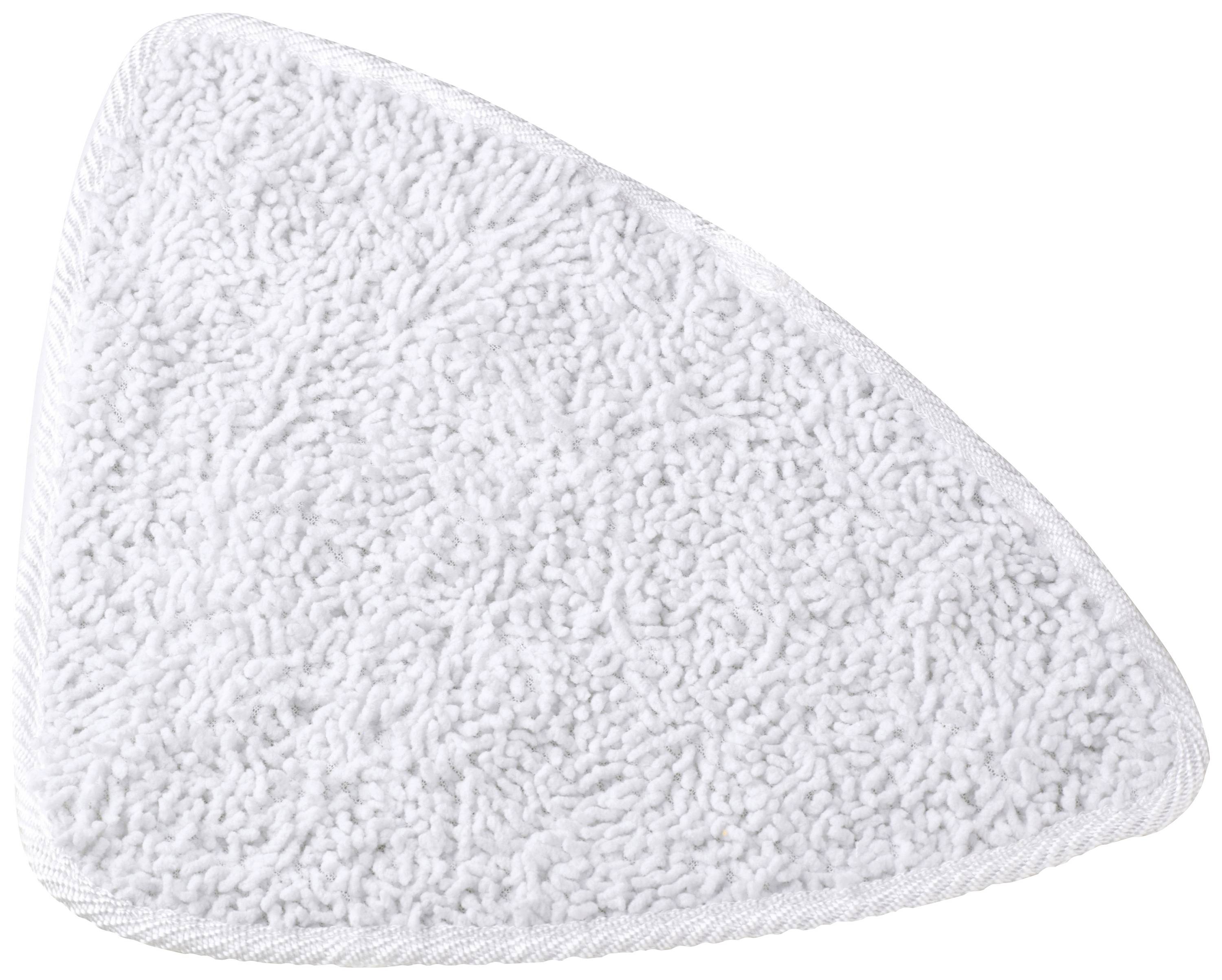 White triangular cleaning cloth with a textured surface, suitable for household cleaning tasks.