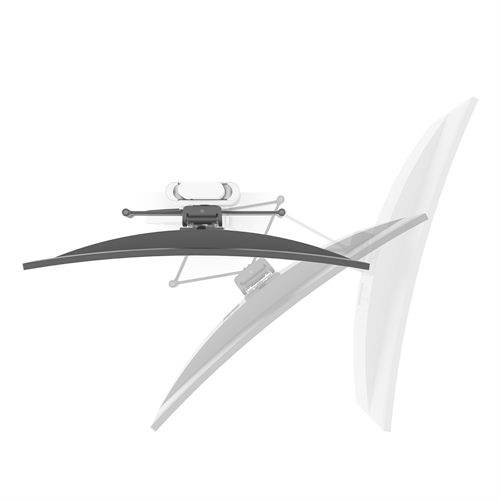 A grey coat hanger with clips, made of transparent plastic, in a simple, modern design. Ideal for hanging clothing.