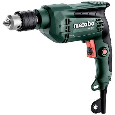 Electric drill by Metabo, Model BE 650, in green with ergonomic handle and metal chuck.