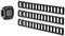 A reflector set with a square reflector and three long, black mounting brackets, likely for bicycle attachment.