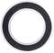 A circular seal with a black surface and transparent border. Suitable for sealing in technical applications.