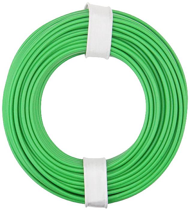Green cable reel secured with white cable ties, suitable for electrical installations.