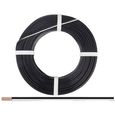 A black cable reel with exposed copper wire at the end.