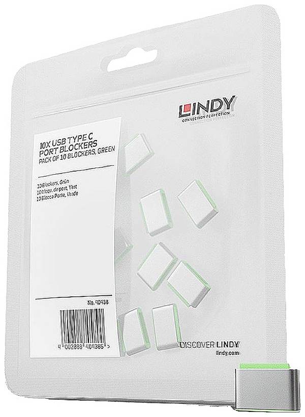 <br> LINDY<br> USB-C® socket lock<br> <br> <br> 10-piece set<br> Green<br> <br> no keys<br> 40438<br>