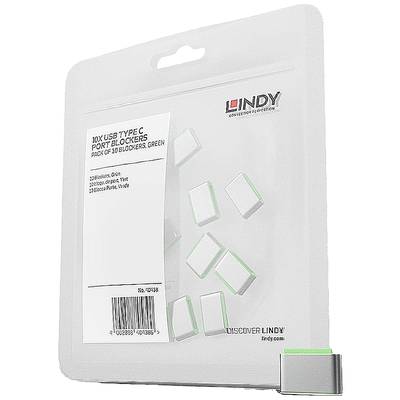 Image of LINDY USB-C socket lock 10-piece set Green no keys 40438