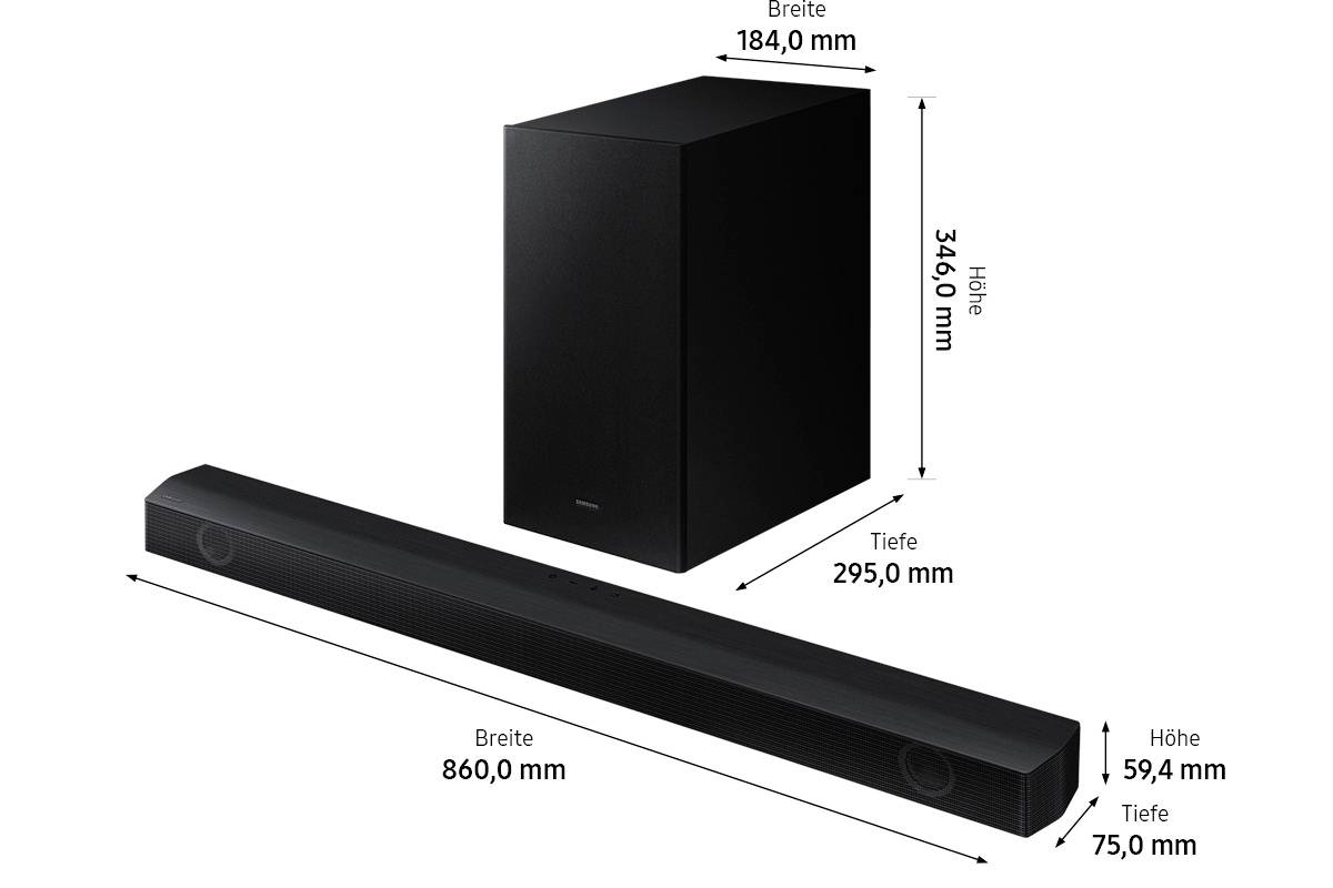 Samsung HW-B540 Soundbar Black Bluetooth, incl. cordless subwoofer, USB-9
