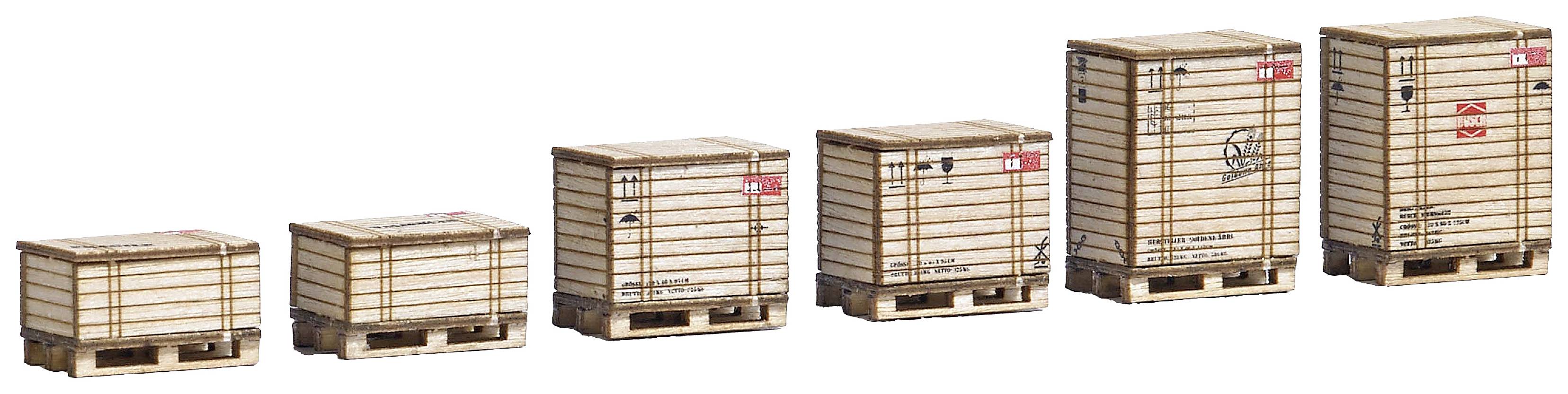 Image of Busch 1811 H0 6 pallets and 6 wooden boxes Assembly kit