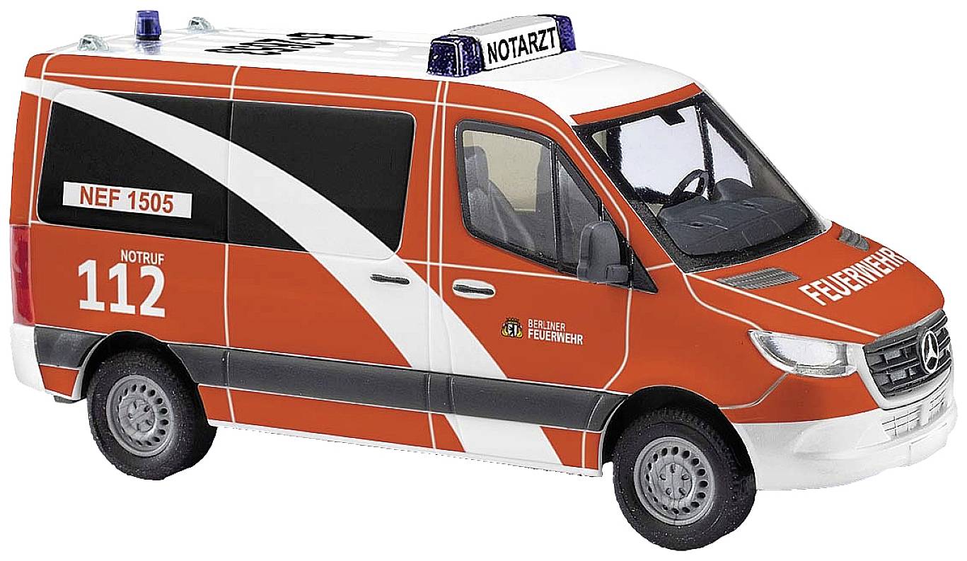 Image of Busch 53459 H0 Police & Emergency Service vehicle Mercedes Benz Sprinter short wheelbase Berlin fire brigade