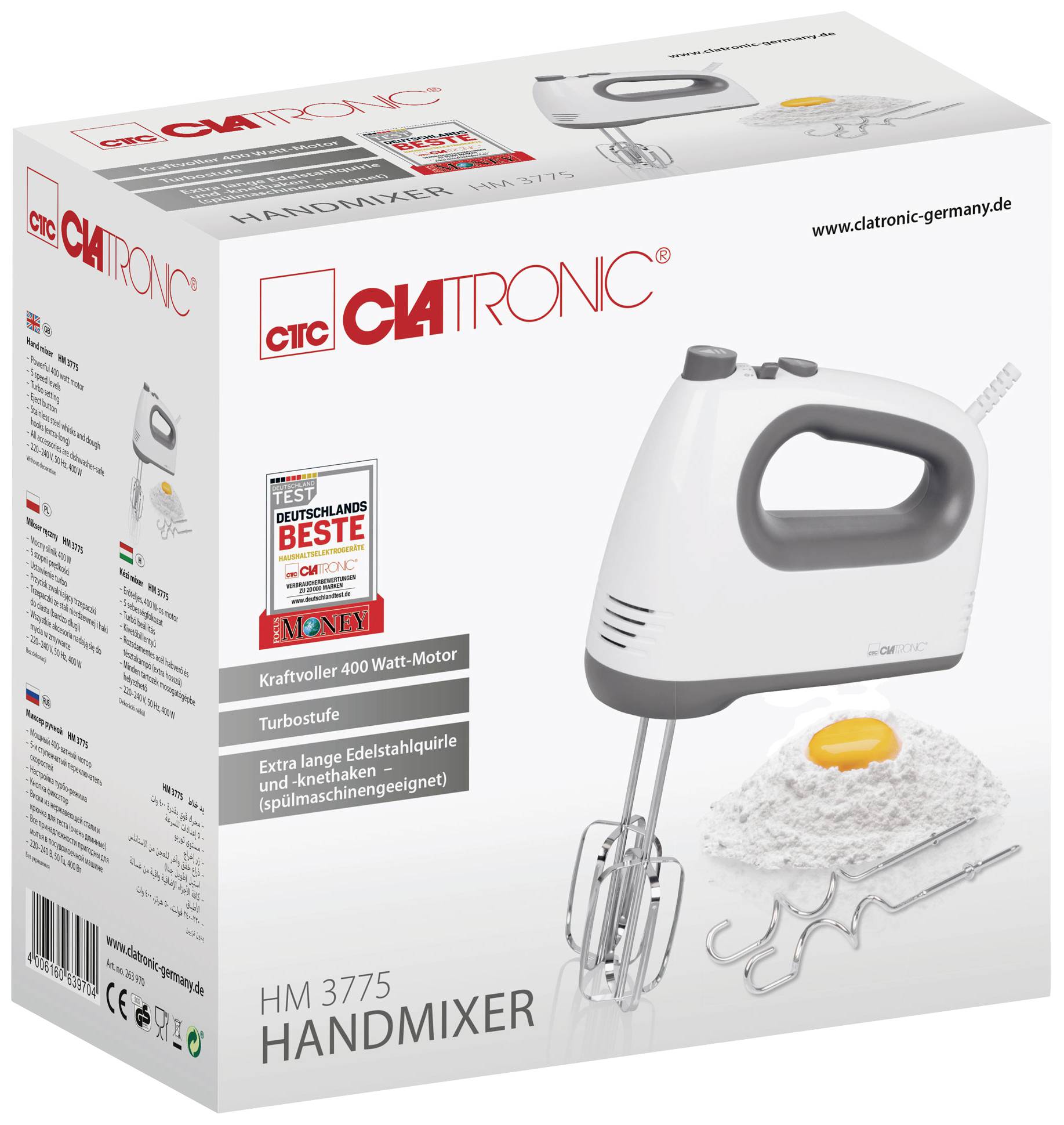Clatronic HM 3775 Handheld mixer 400 W White