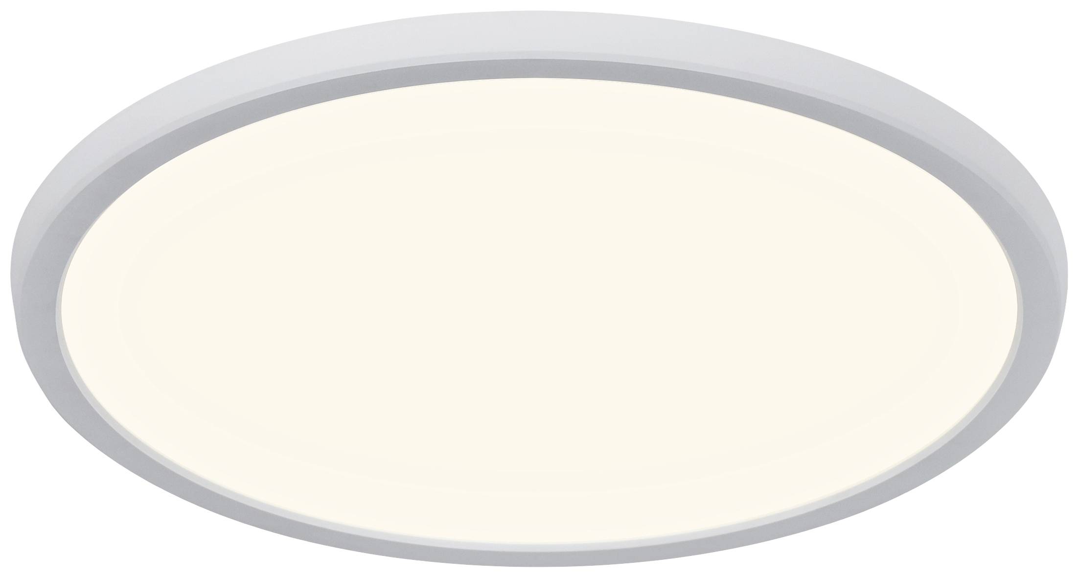 Round, white ceiling light with a simple design, suitable for modern interiors. Soft, diffused light for even illumination.