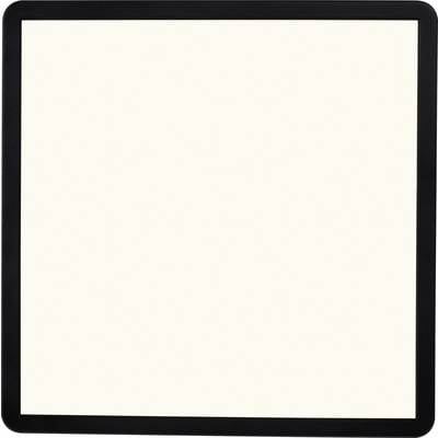 A black square with a cream-coloured, empty space in the centre.
