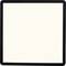 A black square with a cream-coloured, empty space in the centre.