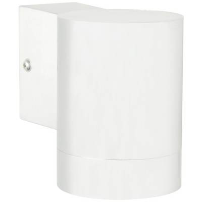 White, cylindrical wall light with a simple, modern design, suitable for indoor or outdoor areas. Wall mounting visible.
