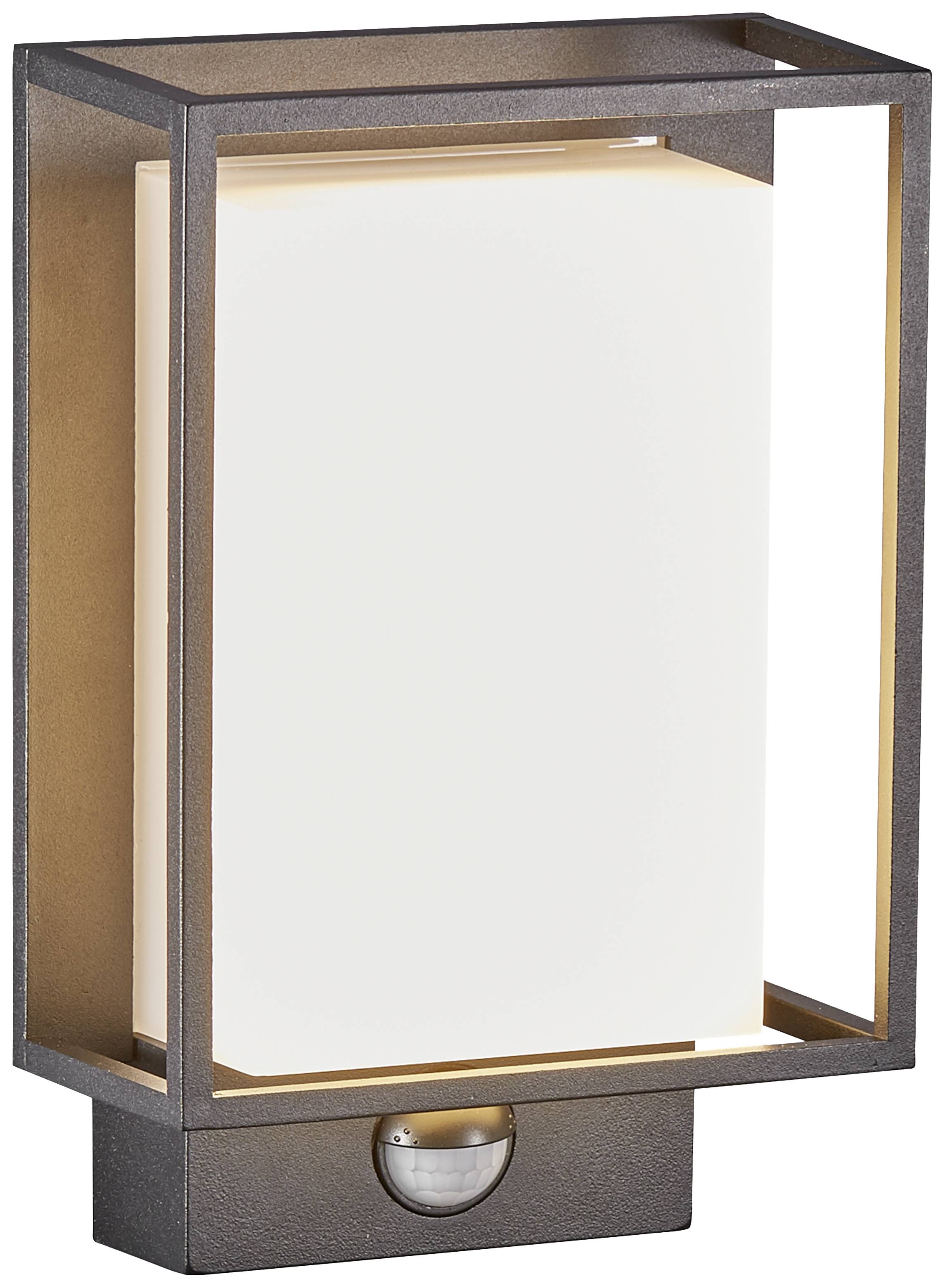 Metal exterior wall light in a rectangular, open frame with integrated LED panel, ideal for illuminating outdoor areas.