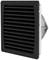 Black ventilation grille with rectangular louvres, side-mounted, side view of the grille mechanism.
