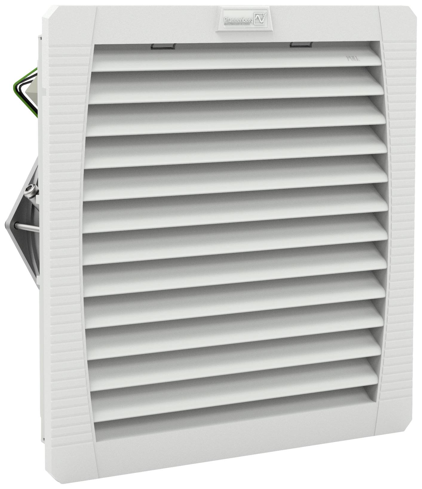 Ventilation grille with horizontal louvres, suitable for ventilation in machine rooms or technical installations.