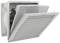 A ventilation grille with a removable filter insert in front of a fan. Suitable for ventilating equipment or spaces.
