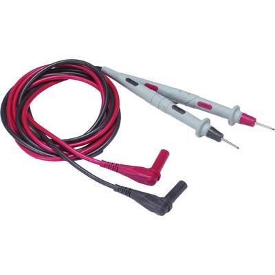 Two measurement leads, one red and one black, with pointed test probes, commonly used for multimeters.