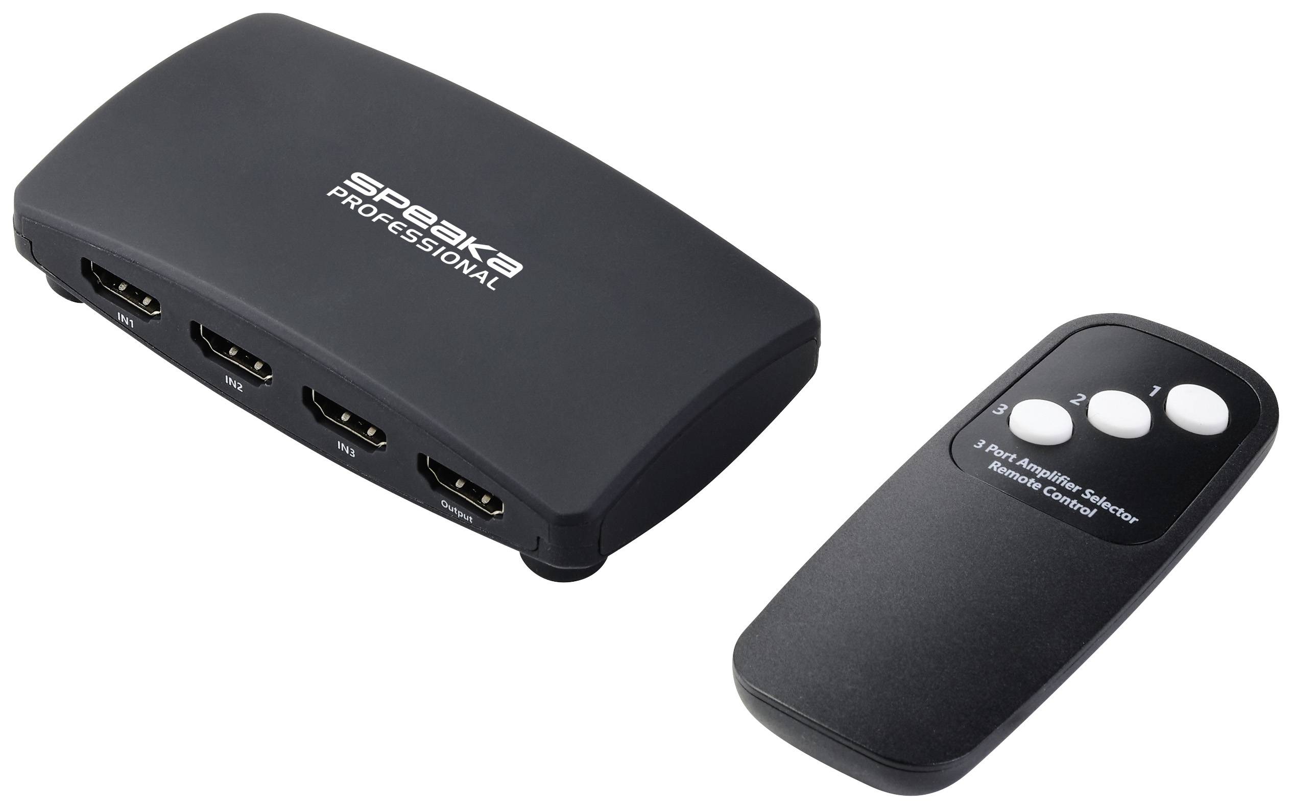 SpeaKa Professional SP-HDS-200 3 ports HDMI switch + remote control UHD 8K @ 60 Hz, UHD 4K @ 120 Hz