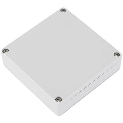 White rectangular plastic container with four visible screws at the corners.