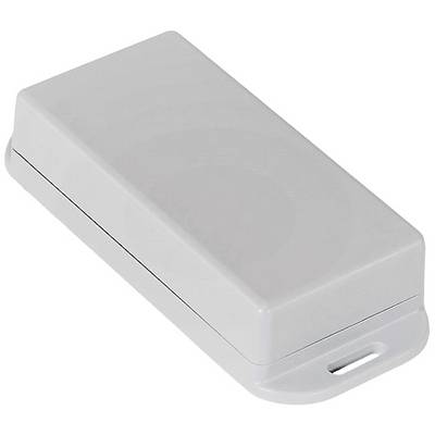 White rectangular plastic box with rounded edges and a small slot on one side.