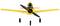 Yellow model aircraft viewed from the front, with visible propeller and landing gear.