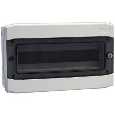 A white, rectangular plastic box with a transparent lid, suitable for electrical fuse installation on the wall.