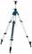 A silver and blue tripod with adjustable legs and red accents, suitable for surveying equipment.