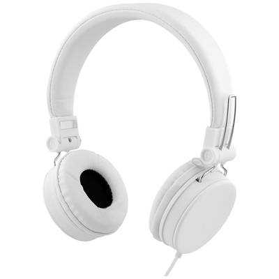 Image of STREETZ HL-W203 On-ear headset Corded (1075100) Stereo White Foldable, Remote control, Headset