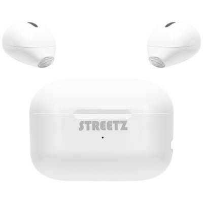 STREETZ TWS-114   In-ear headset Bluetooth® (1075101) Stereo White  Battery indicator, Headset, Charging case, Volume co