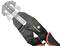 Wire cutters with red handle; suitable for cutting and stripping cables. 'TOOLCRAFT' brand name visible on the blade.