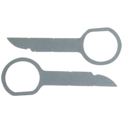 Two SIM card ejection tools lie parallel to each other. They are made of thin metal with a round handle and a pointed end.