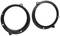 Two black, circular plastic rings with multiple mounting points, likely suitable for installing speakers in vehicles.