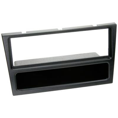 A rectangular, black plastic frame with a large, open section at the top and a smaller storage compartment at the bottom.
