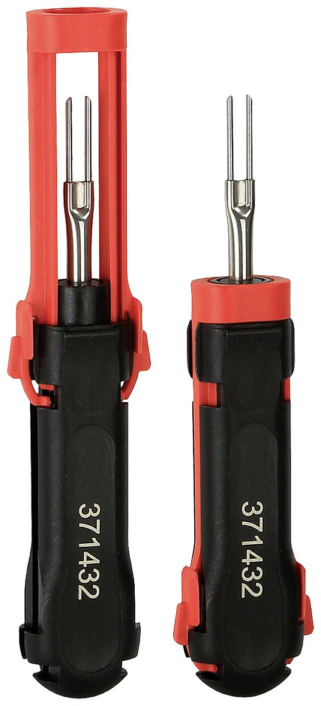Two black and red tools with the inscription '371-432', one open and one closed, on a white background.