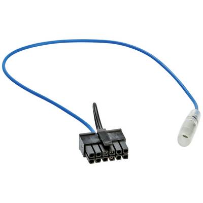 Electric cable with blue wire terminates in a six-pin plug and a transparent cover. For electrical power distribution