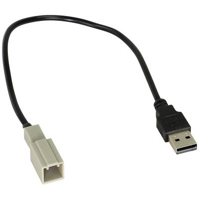 Black USB cable with a rectangular white connector on the left and a USB plug on the right side.