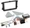 Car radio installation kit: Contains a rectangular fascia panel, two mounting plates, cable connections, and adapter for connection.