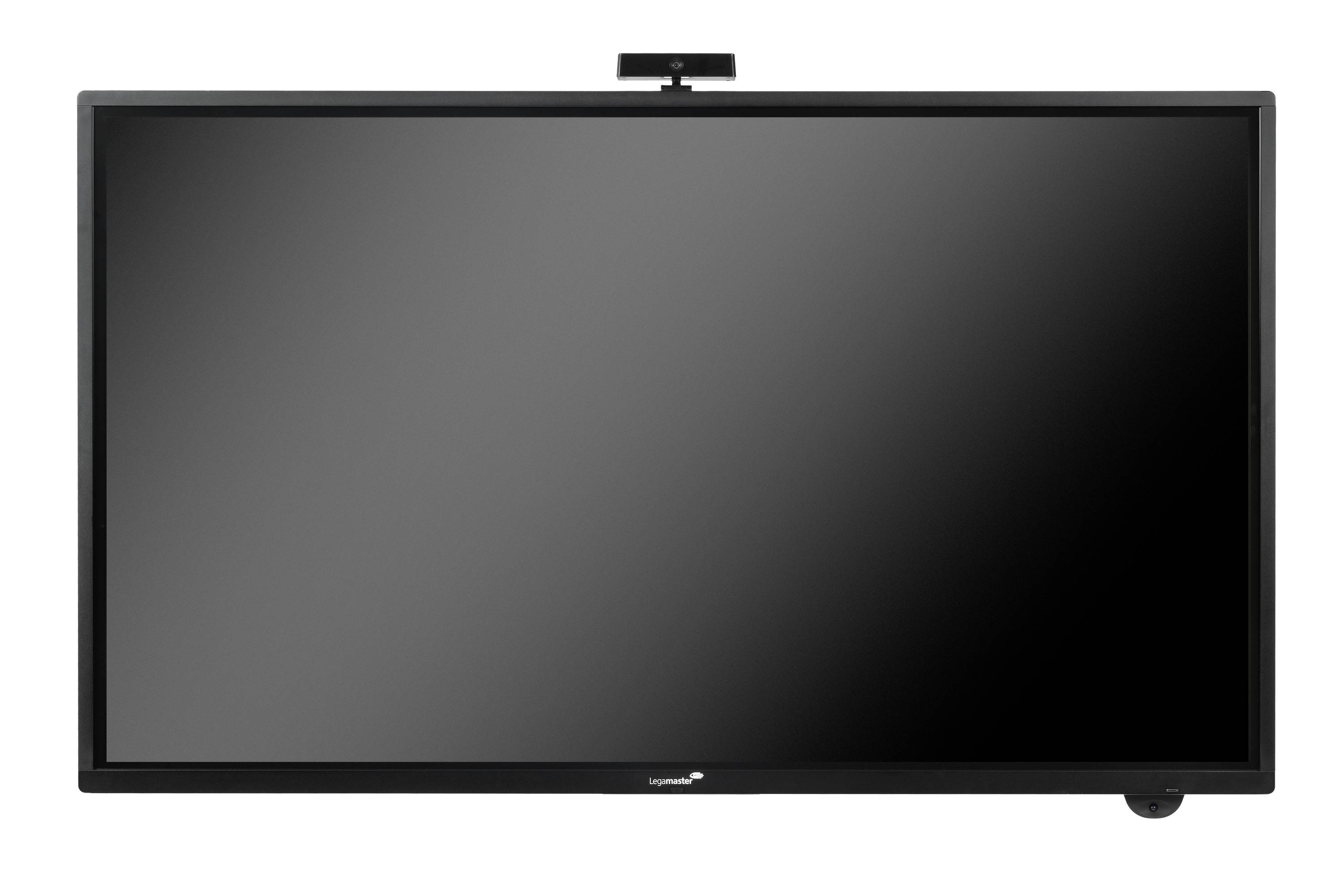A large, black screen with a webcam positioned centrally at the top. Ideal for video conferences or presentations.