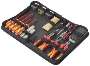 TOOLCRAFT  TO-7762929 Electrical contractor, DIYers Tool kit Bag 50-piece mit Digital-Multimeter VOLTCRAFT VC-22